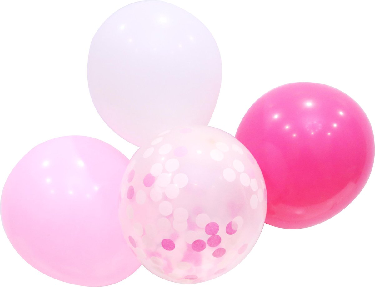 MagieQ Confetti Ballonnen 60 stuks (Roze Wit) Feest|Party|Kinderfeesje|Decoratie|versiering
